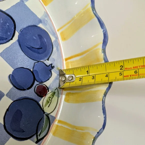 VINTAGE Mesa Int’l Hand Painted Blue/White Checkered Pie Plate, Hungary - Picture 4 of 5